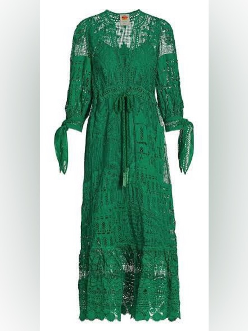 Farm Rio Morada Boa Guipure Dress in Green NWOT S Elegant Green Dre